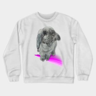 Gorgeous seal point mini lop bunny on a pastel rainbow! Crewneck Sweatshirt